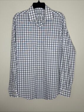 Van Heusen Men's Blue/Purple/White Check Button Down Dress Shirt 15.5.